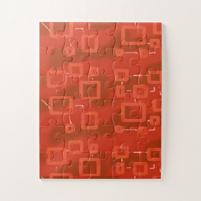 Quebra-cabeça Geométrico Abstrato Caprichoso Vermelho (Vertical)