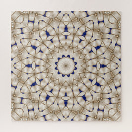 Quebra-cabeça Geométrico Floral Dourado Azul