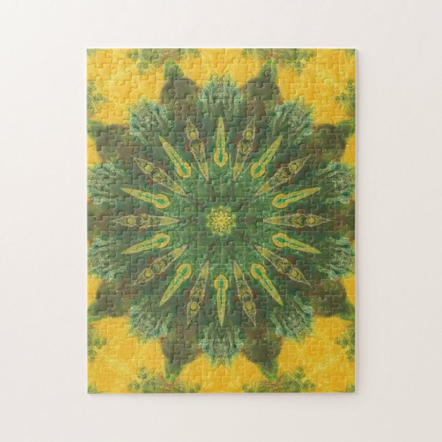 Quebra-cabeça geométricos do caleidoscópio amarelo (Vertical)