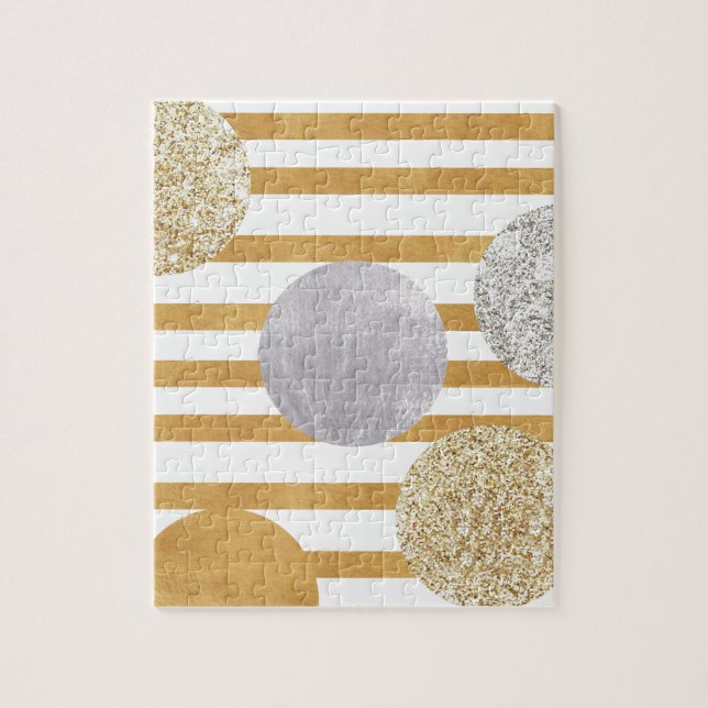 Quebra-cabeça geomtry art,moderno,moderno,trendente,ouro,prata,g (Vertical)