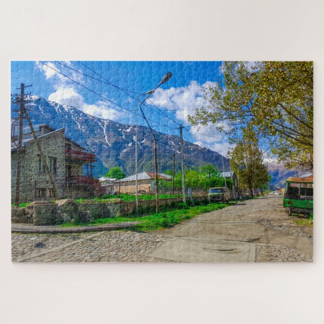 Quebra-cabeça Georgia Kazbegi Stepantsminda Gergeti Nature (Horizontal)