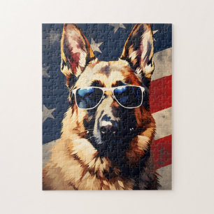 Quebra-cabeça German shepherd 4 de julho Dia da Independência