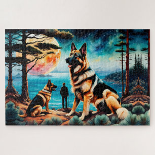 Quebra-cabeça German shepherd caminhando em Montanha