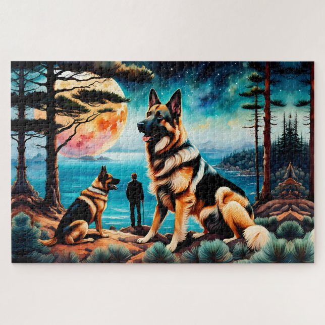 Quebra-cabeça German shepherd caminhando em Montanha (Horizontal)
