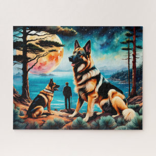 Quebra-cabeça German shepherd caminhando em Montanha