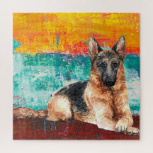German shepherd de pintura artística