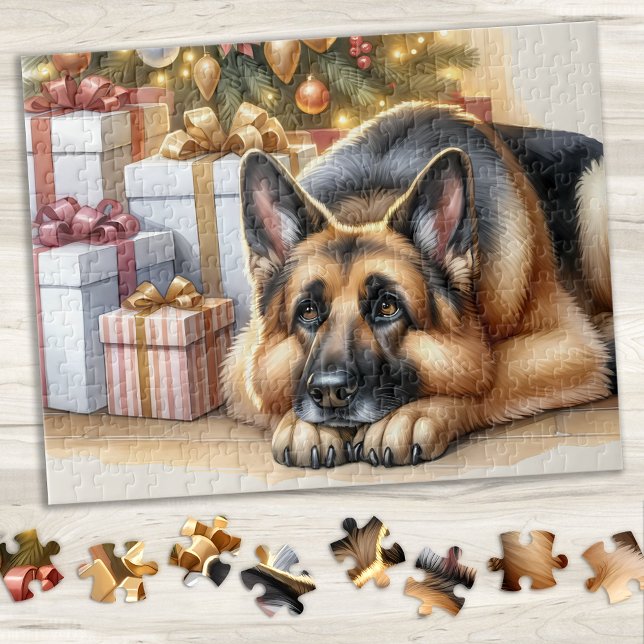 Quebra-cabeça German shepherd festivo Cachorro no Natal (Criador carregado)