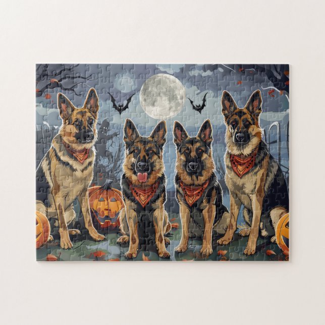 Quebra-cabeça German shepherd Halloween Spooky (Horizontal)