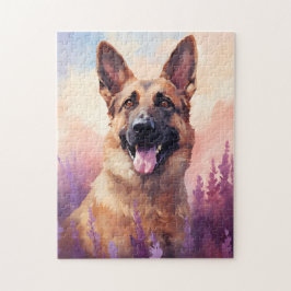 Quebra-cabeça German shepherd no campo Lavanda