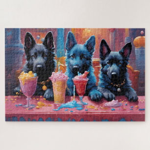 Quebra-cabeça German shepherd Preto N Azul Puppies N Milhões