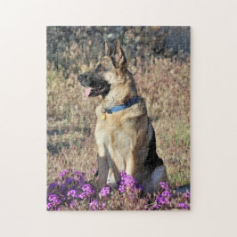 Quebra-cabeça German shepherd Rescut Dog Com Flores