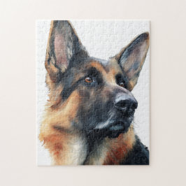 Quebra-cabeça German shepherd turns his head watercolor