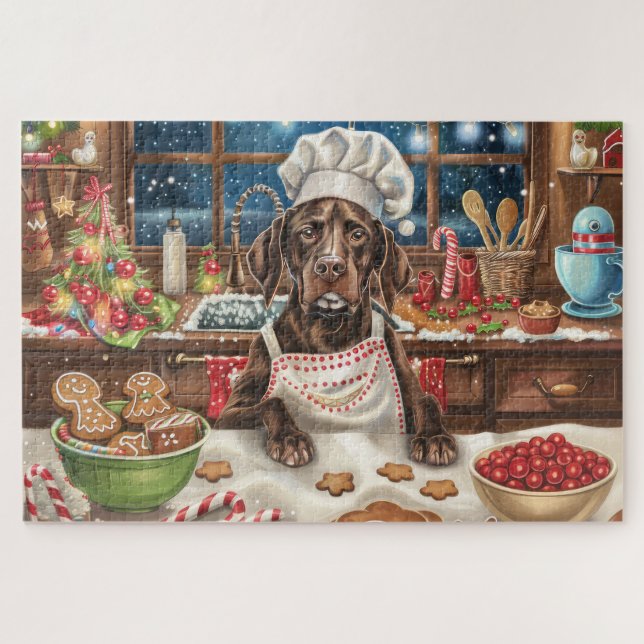 Quebra-cabeça German Shorthaired Pointer Confeitaria de Feriado: (Horizontal)