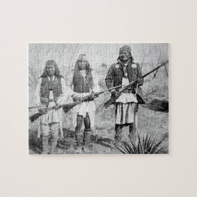 Quebra-cabeça Geronimo e três de seus guerreiros de Apache, 1886 (Horizontal)