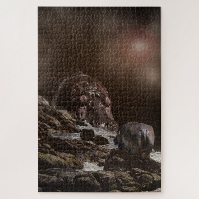 Quebra-cabeça Giant Hippo Encontra Amor, (Vertical)