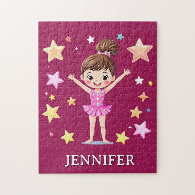 Quebra-cabeça Ginasta de Ginástica Personalizada Moderna e Tendê (Vertical)