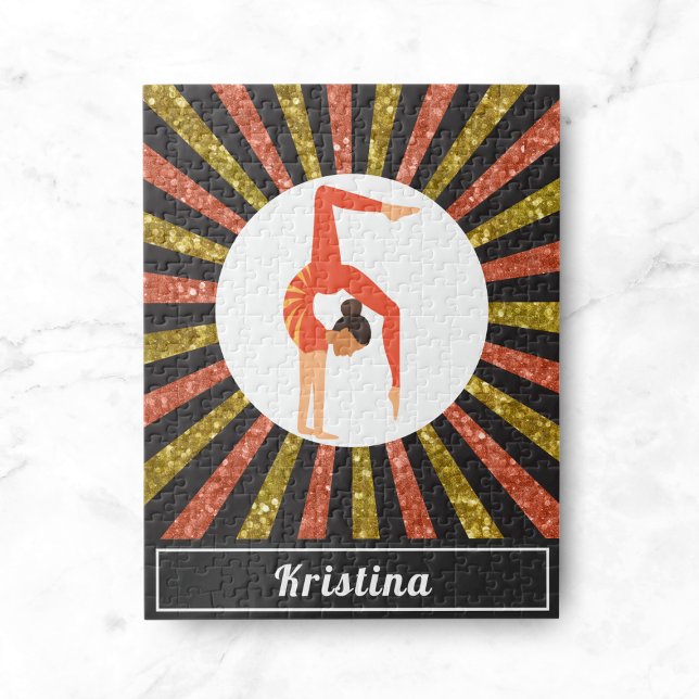 Quebra-cabeça Ginástica de Brunette Gymnast, Dourado nome Orange (Criador carregado)
