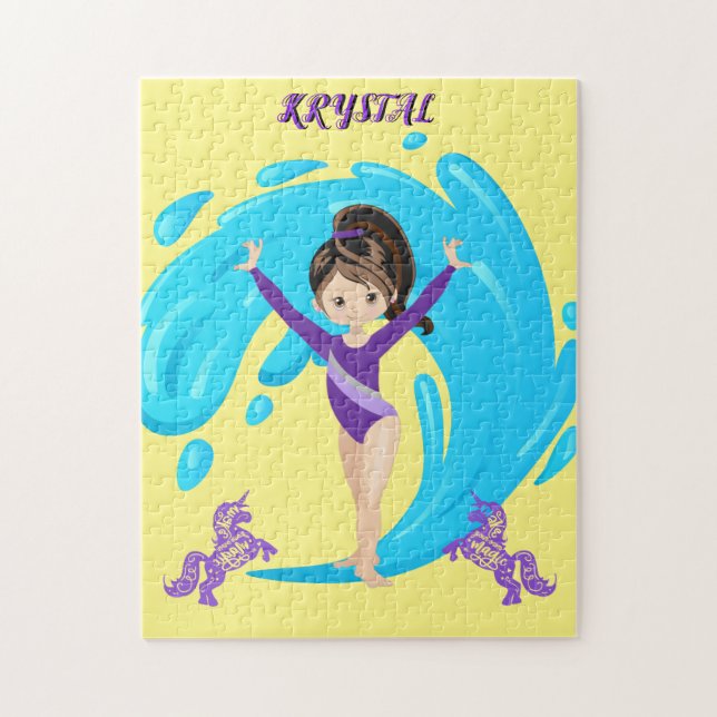 Quebra-cabeça Ginástica e pôneis roxos personalizados (Vertical)