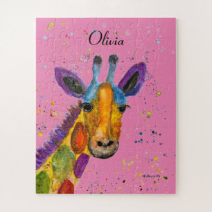 Quebra-cabeça Girafa Abstrato animais selvagens Arco-Íris