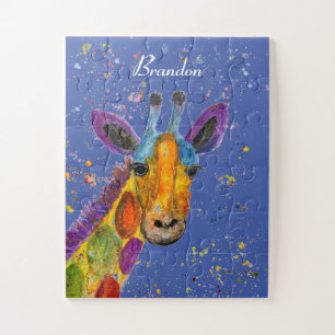 Quebra-cabeça Girafa Abstrato animais selvagens Arco-Íris
