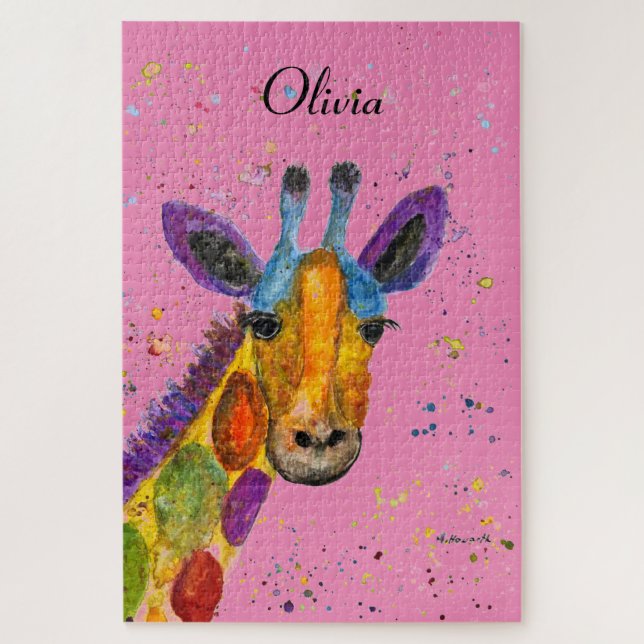 Quebra-cabeça Girafa Abstrato animais selvagens Arco-Íris (Vertical)