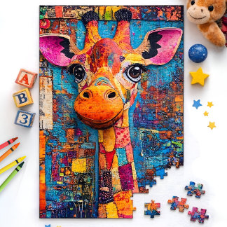 Quebra-cabeça Girafa Colorida Fofa