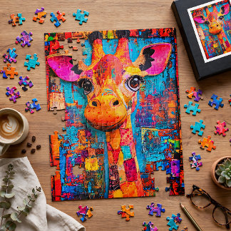 Quebra-cabeça Girafa Colorida Fofa