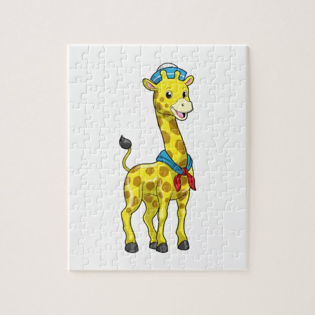 Quebra-cabeça Girafa como Marinheiro com Chapéu de Marinheiro (Vertical)