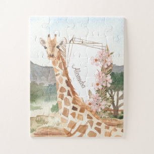 Quebra-cabeça Girafa de aquarela em Crianças Savanas Africanas