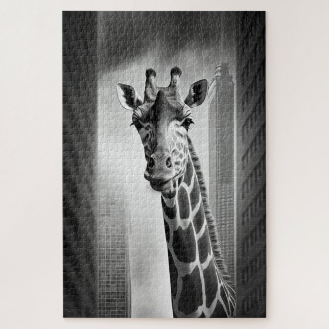 Quebra-cabeça Girafa em uma paisagem urbana (Vertical)
