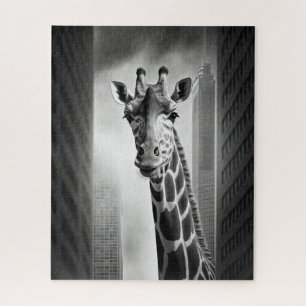 Quebra-cabeça Girafa em uma paisagem urbana