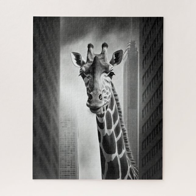 Quebra-cabeça Girafa em uma paisagem urbana (Vertical)