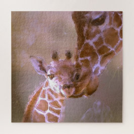 Quebra-cabeça Girafa mãe ama arte pastel contemporânea animal