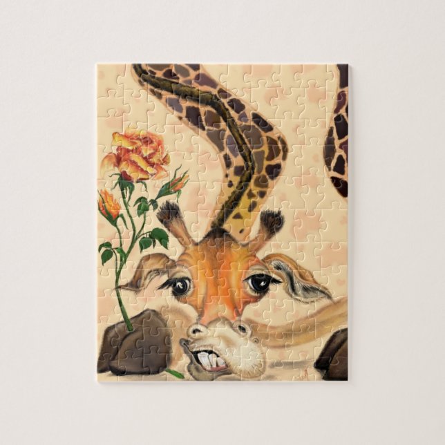 Quebra-cabeça Girafa Romântica - Cavalheiro - Engraçado (Vertical)