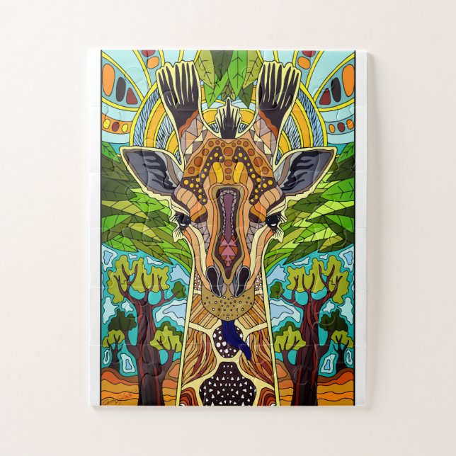 Quebra-cabeça Girafa tribal africana (Vertical)