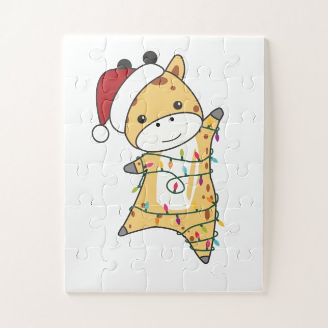 Quebra-cabeça Girafas de Natal Girafas de inverno (Vertical)