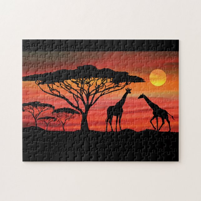 Quebra-cabeça Girafas em um Serengeti Sunset (Horizontal)