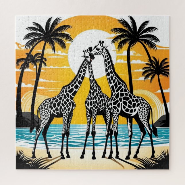 Quebra-cabeça Girafas na praia (Vertical)