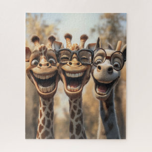 Quebra-cabeça Girafas peludas nos óculos