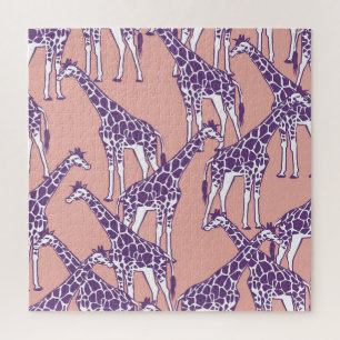 Quebra-cabeça Giraffe Colorful Spots Vintage Safari Ilustração