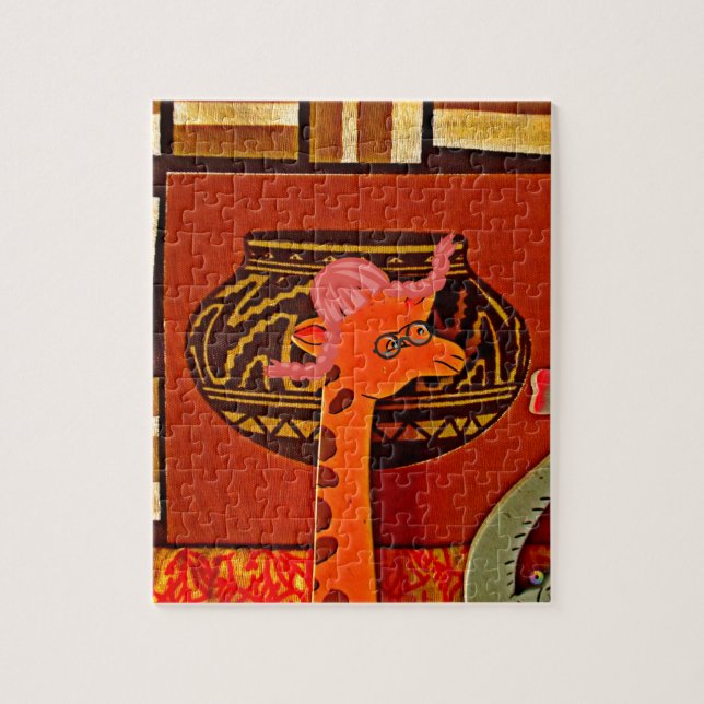 Quebra-cabeça Giraffe Hat Art Impressão (Vertical)