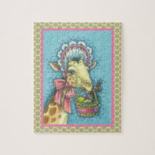 QUEBRA-CABEÇA GIRAFFE NA BONNET DE PÁSCOA PRIMAVERA, OVELHA BASK