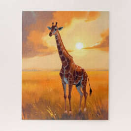 Quebra-cabeça Giraffe Safari Sunset Animal Painting