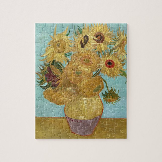 Quebra-cabeça Girassóis de Van Gogh - Impressionismo Azul e Amar (Vertical)