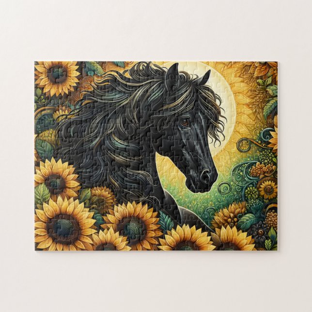 Quebra-cabeça Girassóis do Cavalo Preto (Horizontal)