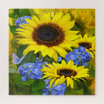 Girassóis e Hydrangeas