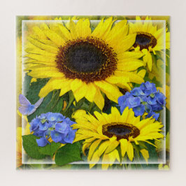 Quebra-cabeça Girassóis e Hydrangeas