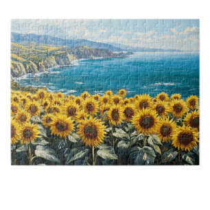 Quebra-cabeça Girassóis Sobre design de pintura do oceano