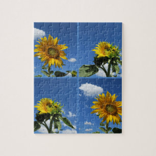 Quebra-cabeça girassol grande brilha azul-amarelo céu branco peq