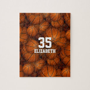 Quebra-cabeça girls boys personalized sporty basketball pattern